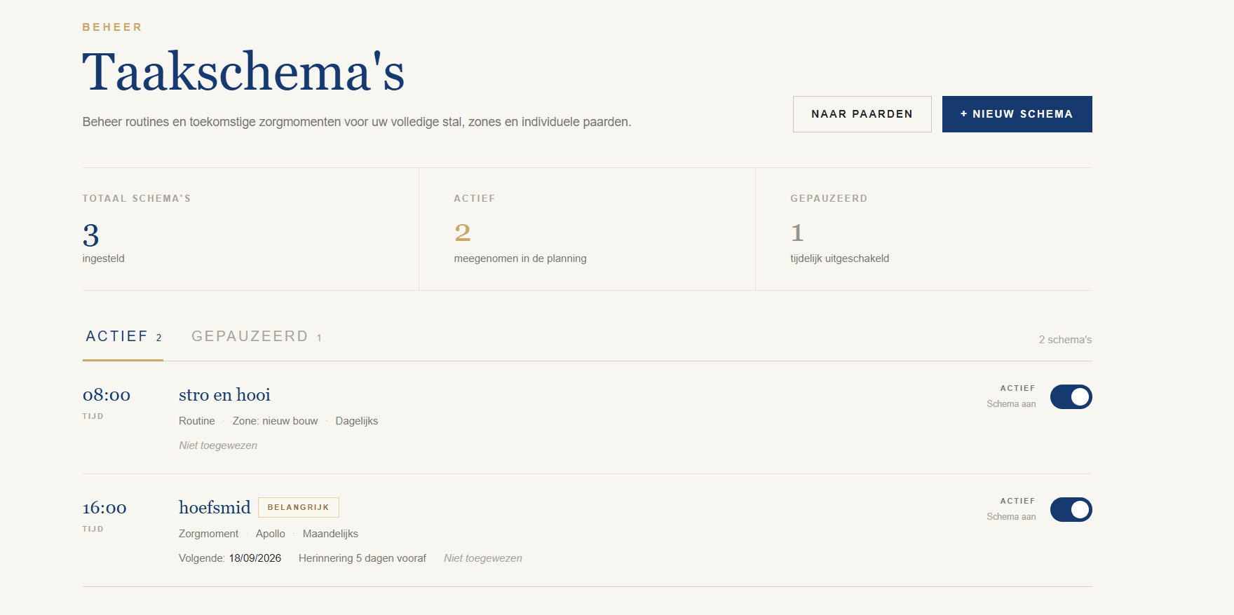 BarnFlow taakschema-editor voor terugkerend werk